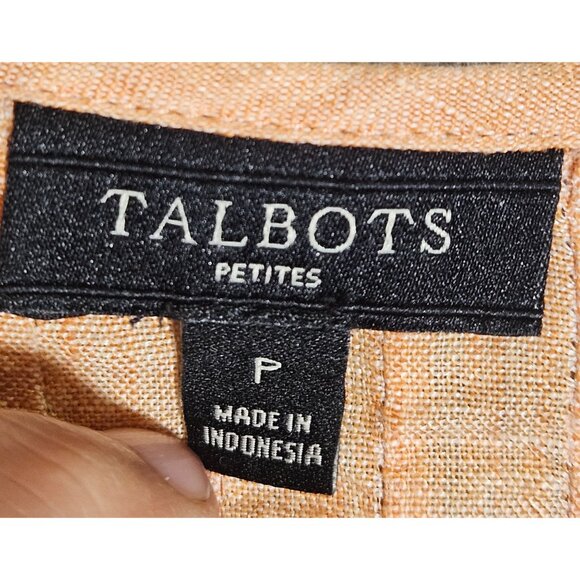 Talbots Petites Peach Pintuck Long-Sleeve Top P Lightweight Linen Blend - Picture 3 of 13